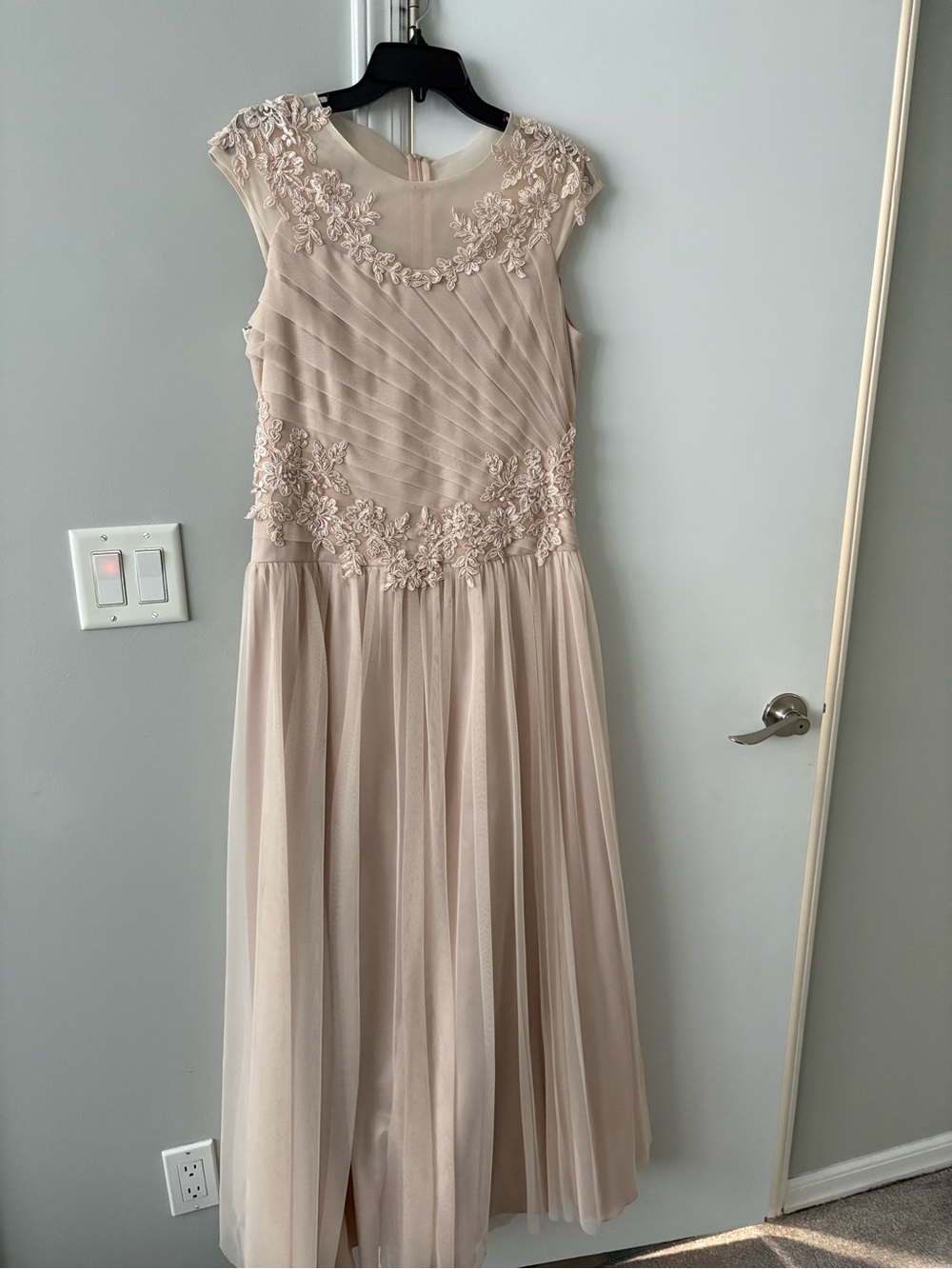 Blush Embroidered Tulle Wedding Dress
